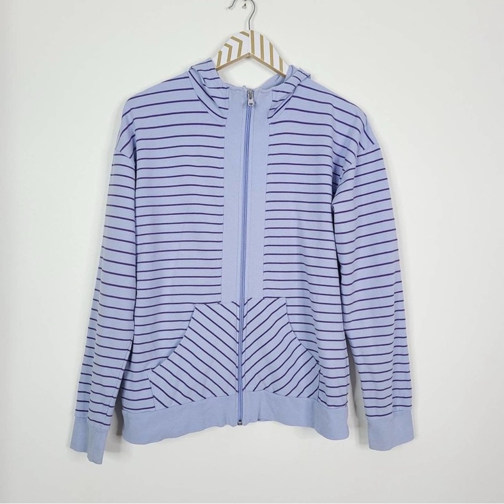 LUCY Activewear Zip Up Hoodie Purple Striped Large